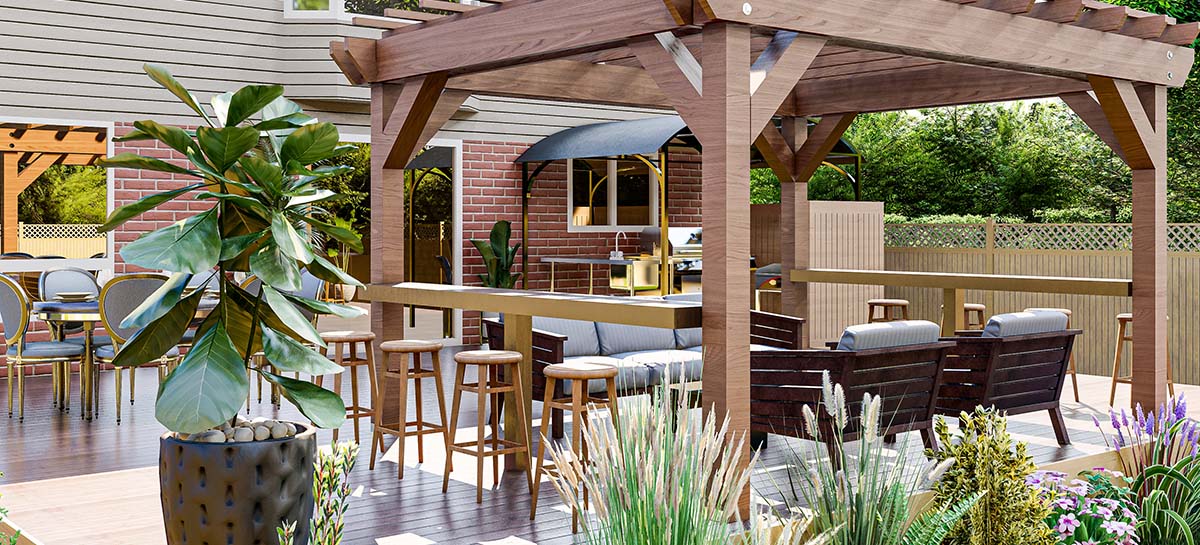 Outdoor kitchen, BBQ and entertainment area